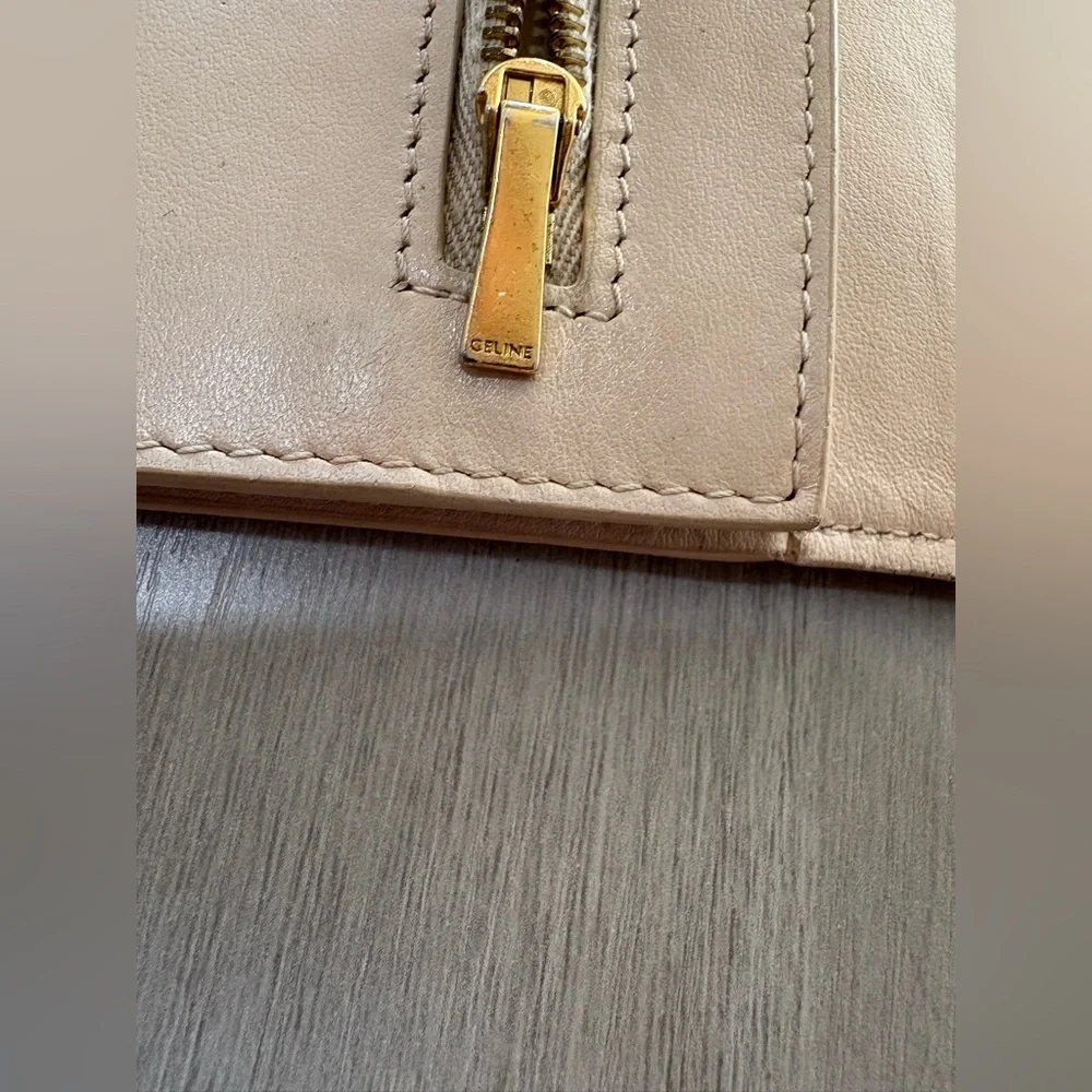 Celine Strap Continental  grained Calfskin  Wallet,Beige / Light Taupe - Picture 13 of 15